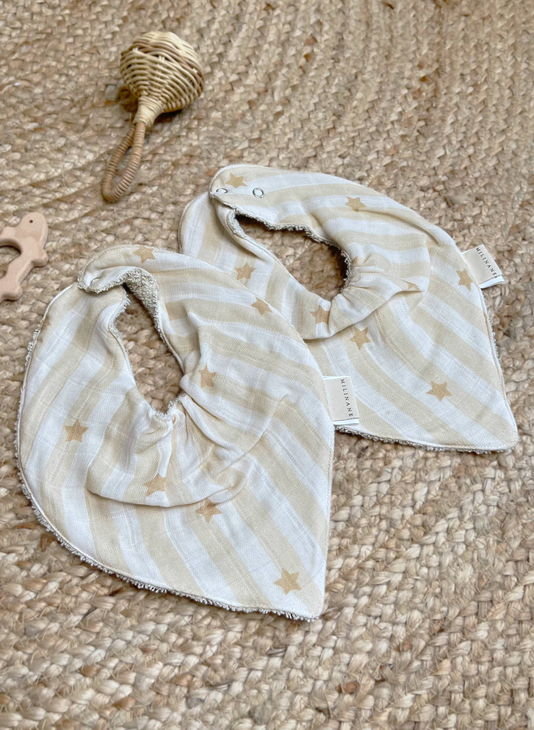 Milinane Lot de 2 Bavoirs Mael Bandana - Popcorn / Pre Order