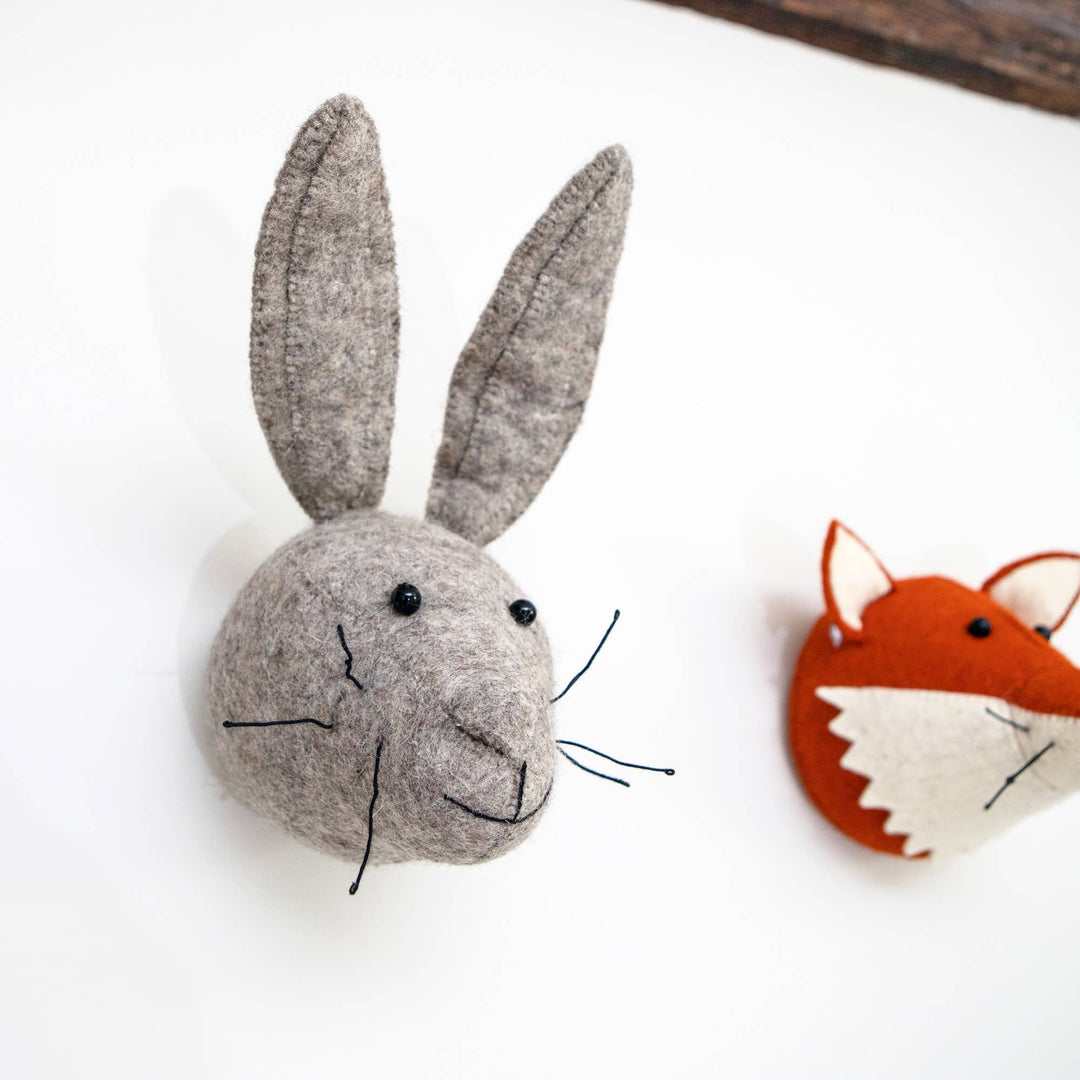 Fiona Walker England Mini Hare Head - Grey