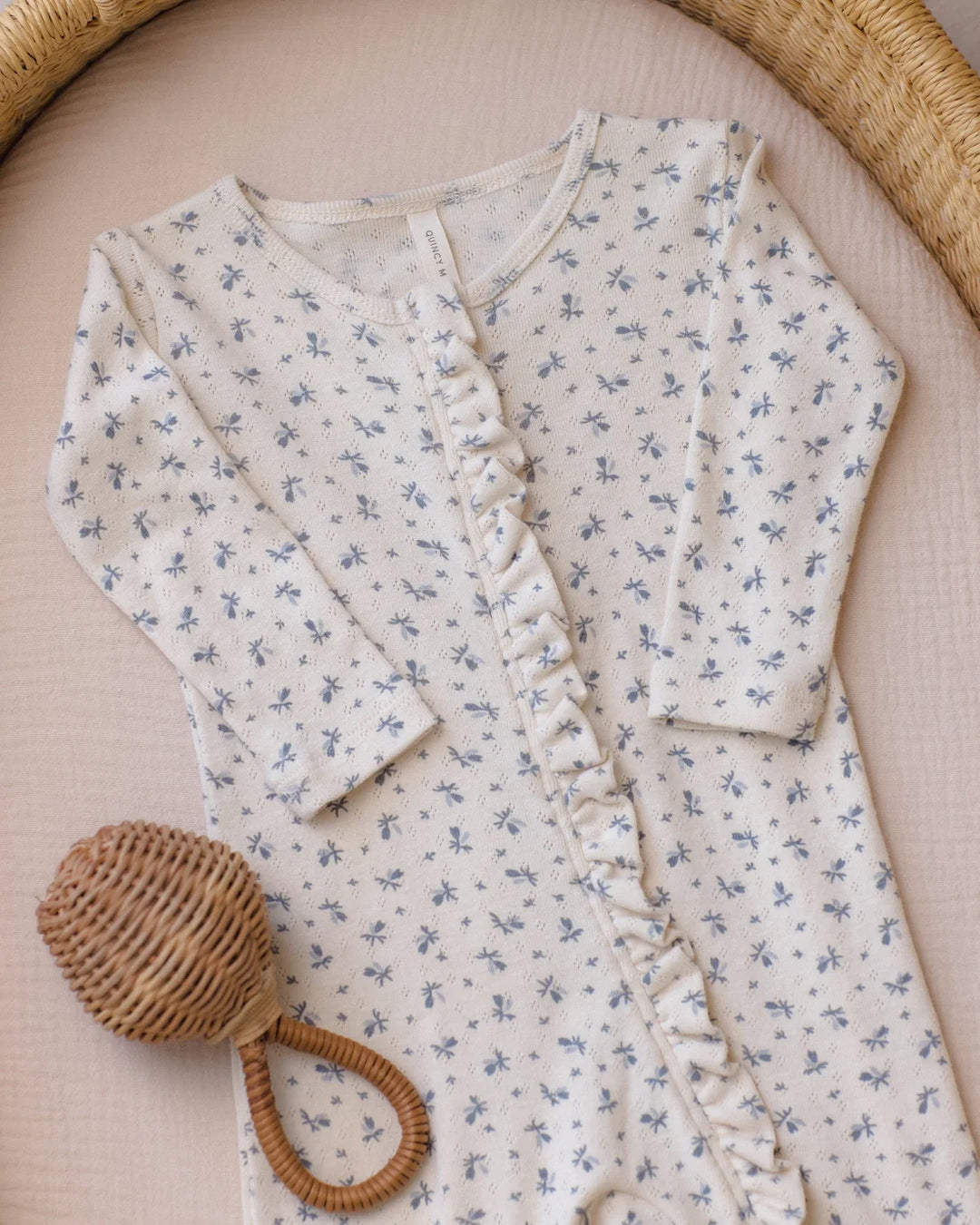 Quincy Mae Ruffle Jumpsuit - Blue Ditsy
