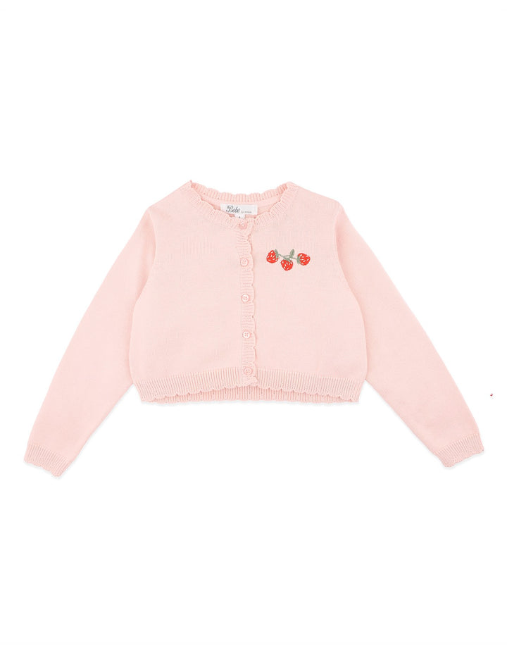 Bébé by Minihaha Poppy Embroidered Knit Cardigan - Pink