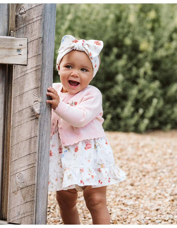 Bébé by Minihaha Poppy Embroidered Knit Cardigan - Pink