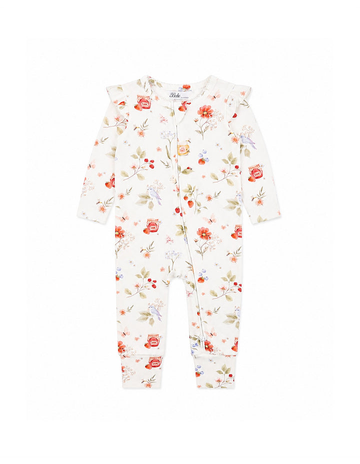 Bébé by Minihaha Poppy Organic Long Sleeved Zipsuit - Poppy Print