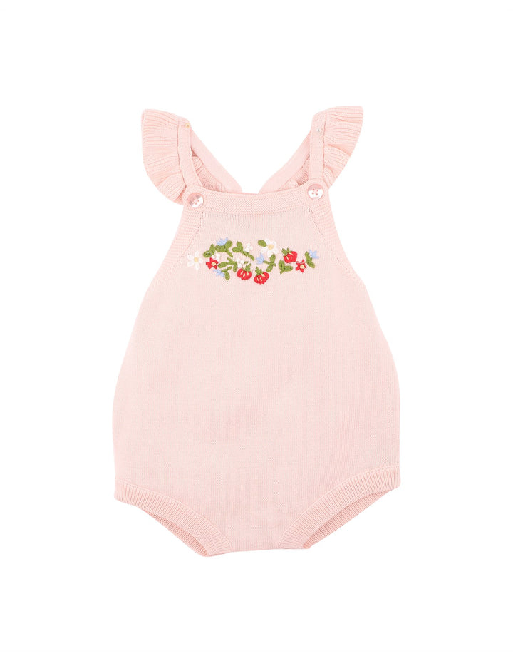 Bébé by Minihaha Poppy Hand Embroidered Knit Bodysuit - Pink