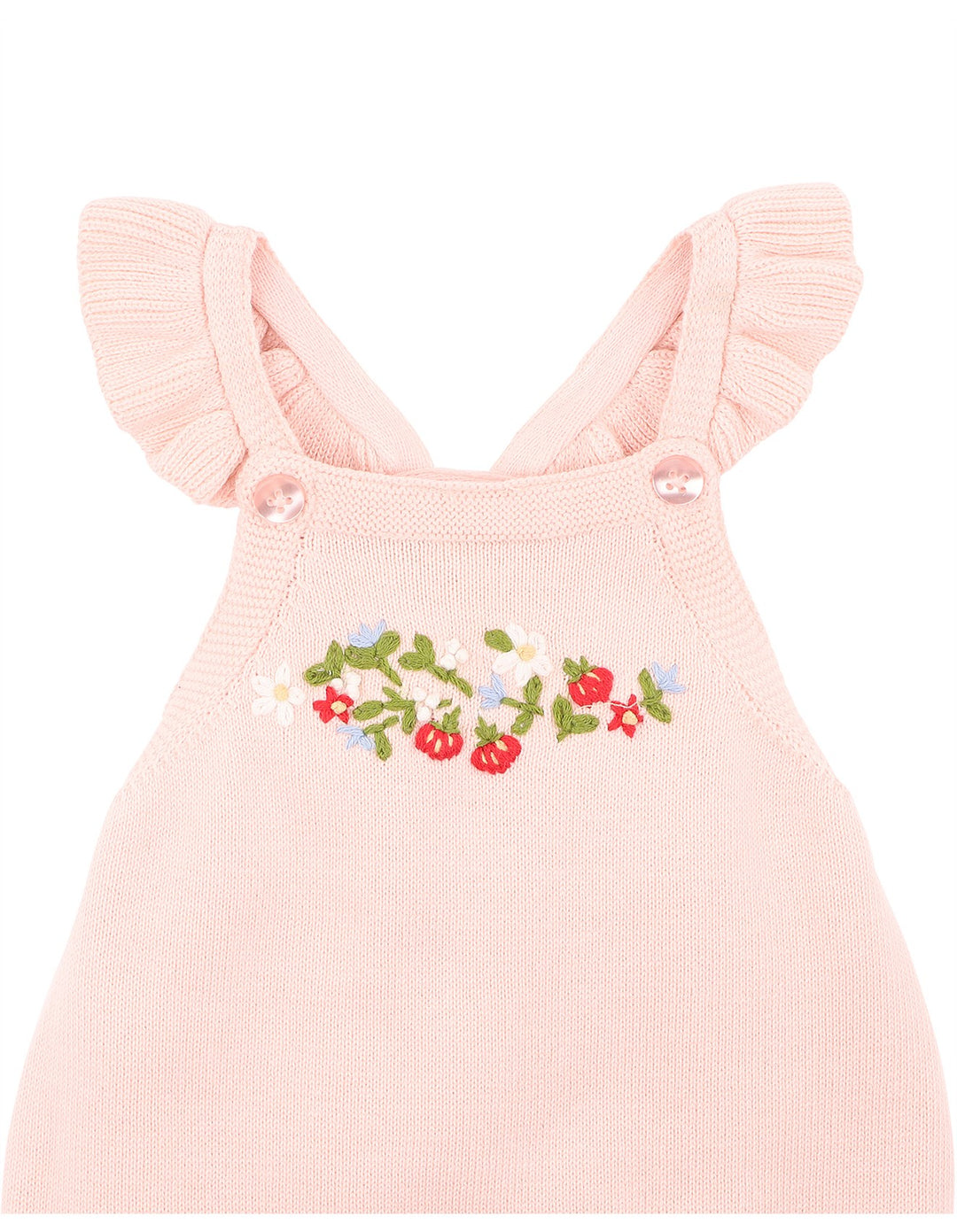 Bébé by Minihaha Poppy Hand Embroidered Knit Bodysuit - Pink