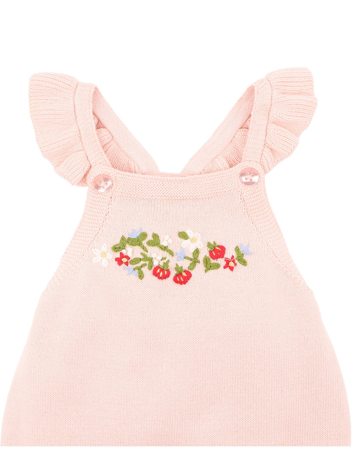 Bébé by Minihaha Poppy Hand Embroidered Knit Bodysuit - Pink