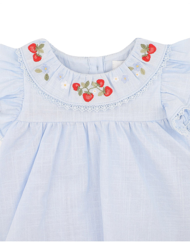 Bébé by Minihaha Poppy Embroidered Overlay Bodysuit - Bluebell