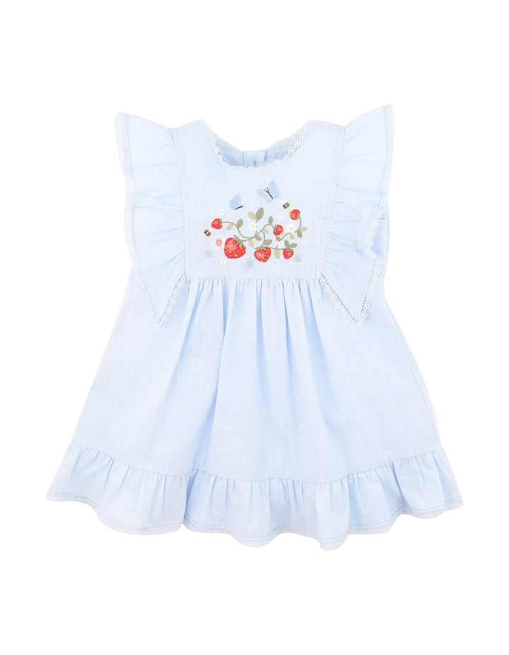 Bébé by Minihaha Poppy Embroidered Yoke Dress - Bluebell