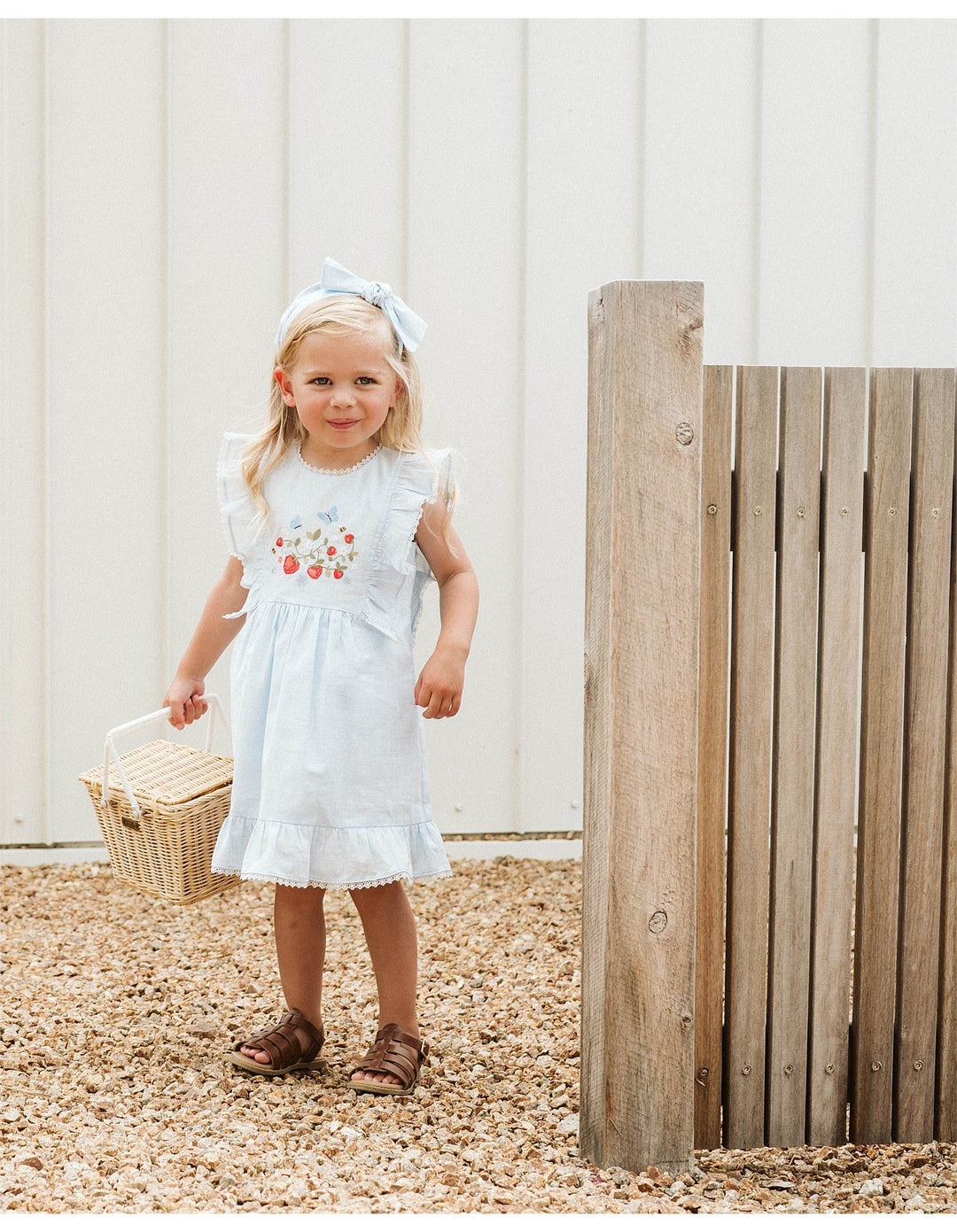 Bébé by Minihaha Poppy Embroidered Yoke Dress - Bluebell