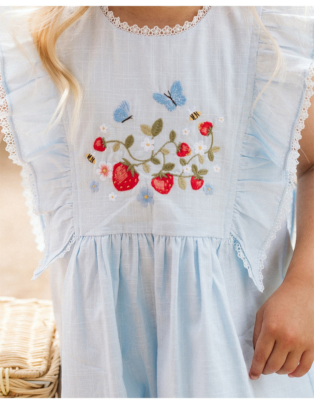 Bébé by Minihaha Poppy Embroidered Yoke Dress - Bluebell
