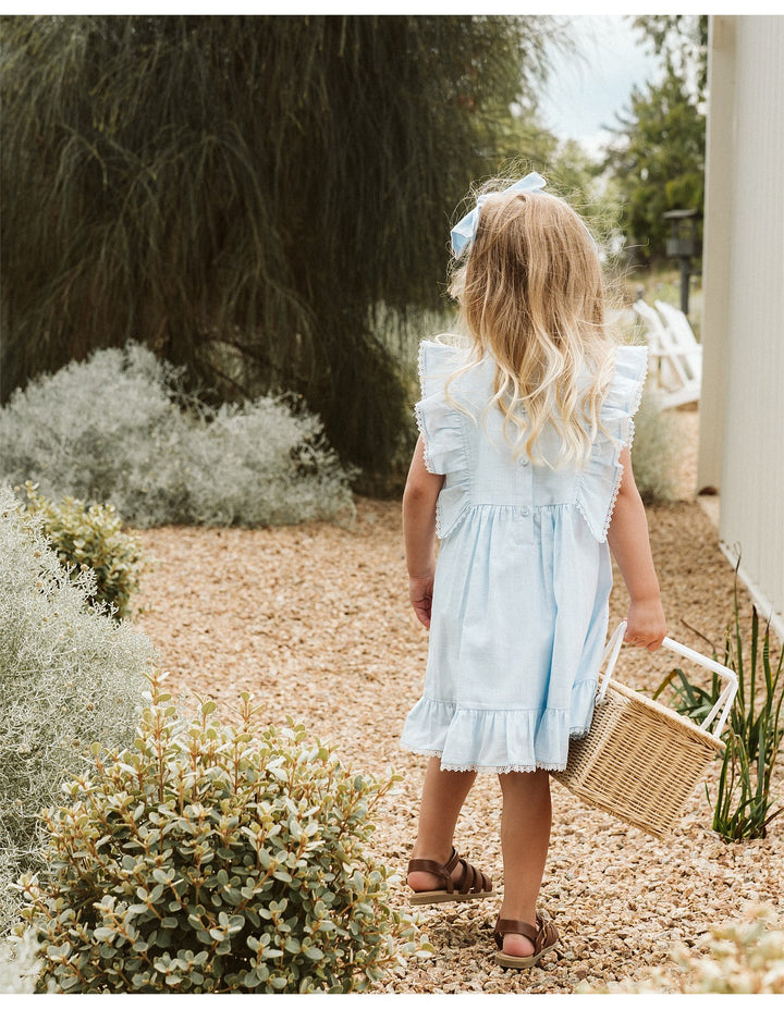 Bébé by Minihaha Poppy Embroidered Yoke Dress - Bluebell
