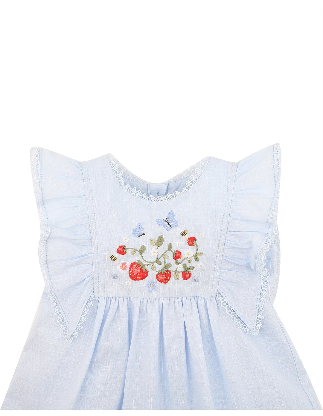 Bébé by Minihaha Poppy Embroidered Yoke Dress - Bluebell