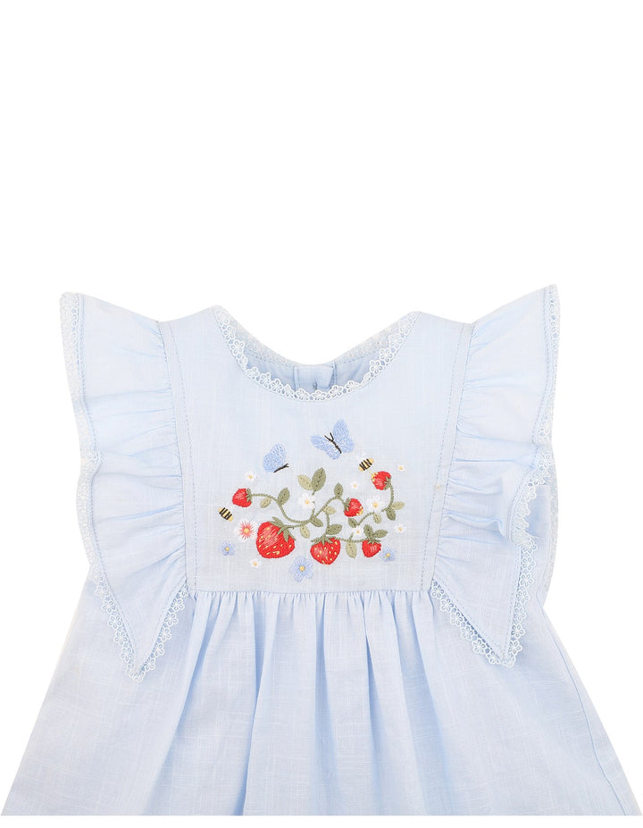 Bébé by Minihaha Poppy Embroidered Yoke Dress - Bluebell