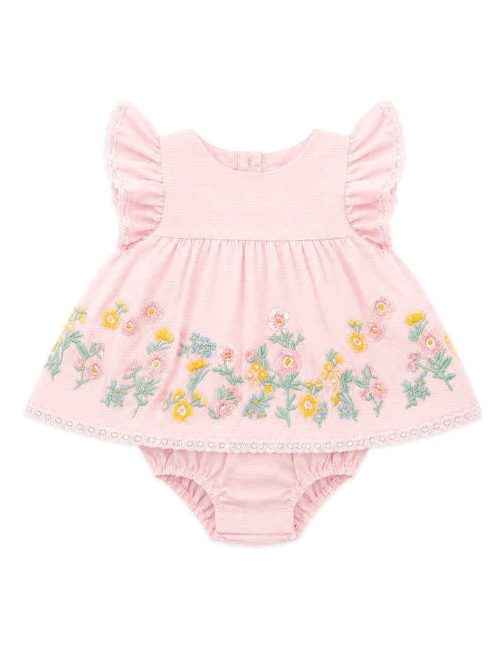 Bébé by Minihaha Pia Embroidered Overlay Bodysuit - Petal Pink