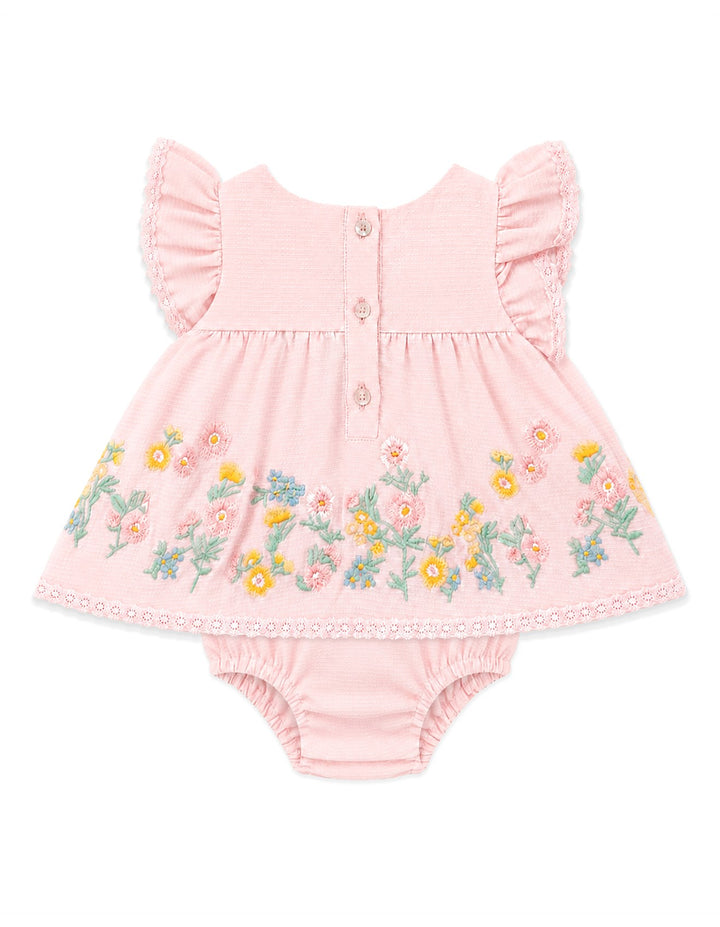 Bébé by Minihaha Pia Embroidered Overlay Bodysuit - Petal Pink