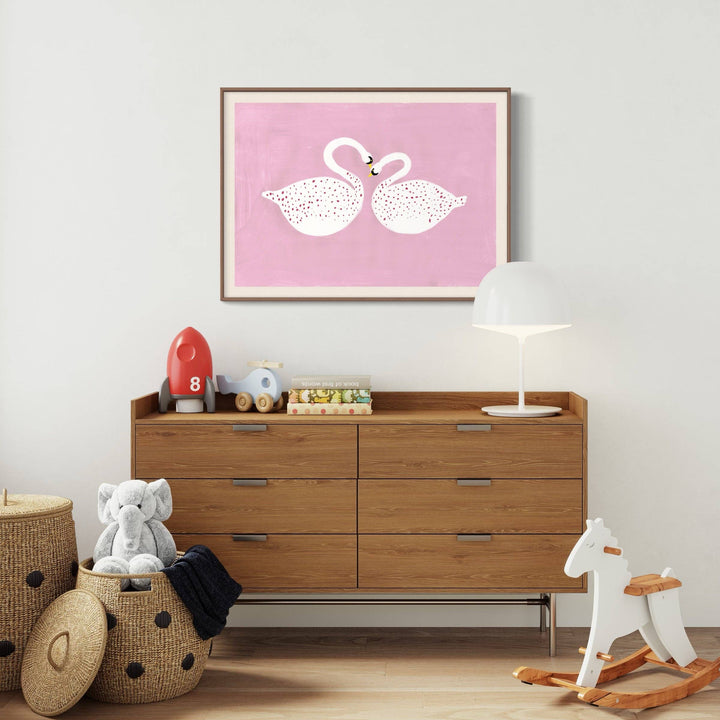 Nancy McKie Pink Swan Print - A3