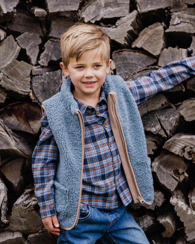 Bébé by Minihaha Sherpa Vest - Blue / Brown