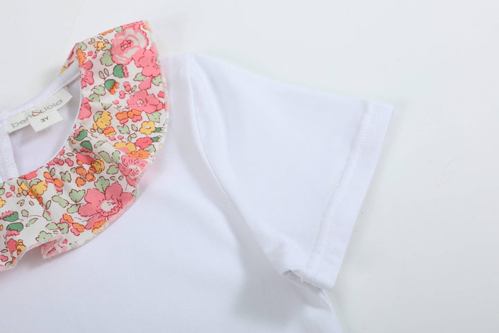 Ben & Lola Edith Floral Short Sleeve Collar Top - Pink