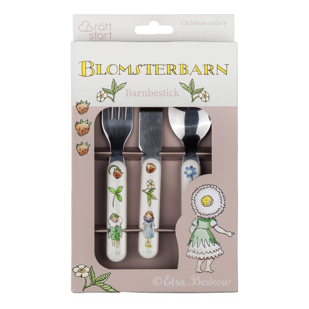 Rätt Start Children's Elsa Beskow Cutlery Set - Flower Child