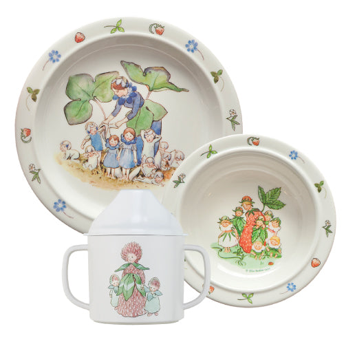 Rätt Start Children's Elsa Beskow Tableware 3 Piece Set - Flower Child