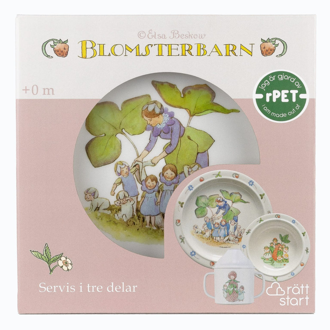 Rätt Start Children's Elsa Beskow Tableware 3 Piece Set - Flower Child