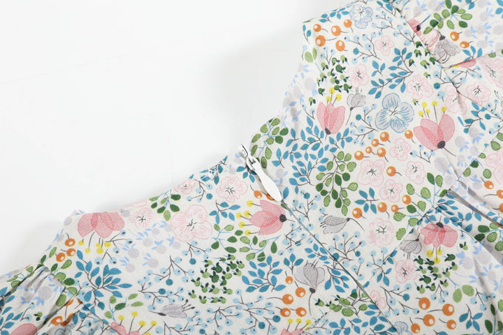 Ben & Lola Inger Floral Frill Smock Baby Sunsuit - Soft Blue