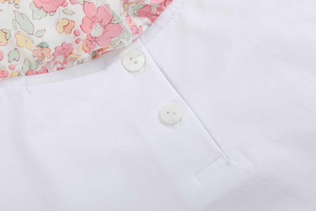 Ben & Lola Edith Floral Short Sleeve Collar Top - Pink