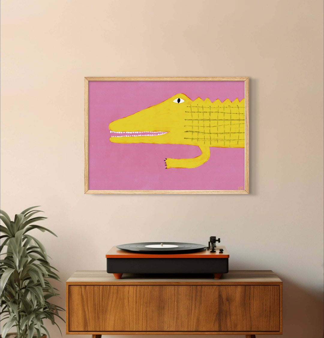 Nancy McKie Yellow Crocodile Print - A3