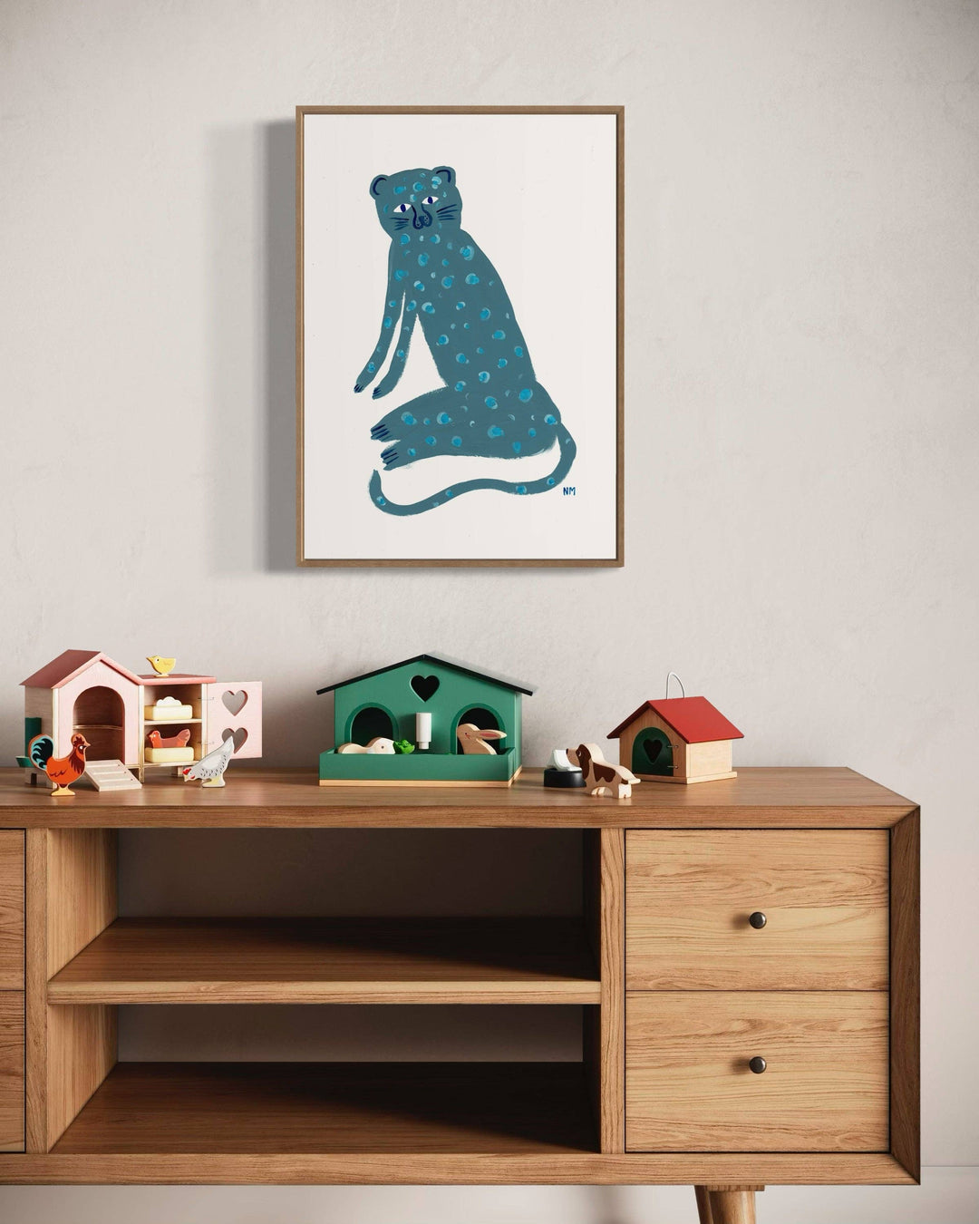 Nancy McKie Blue Leopard Print - A3