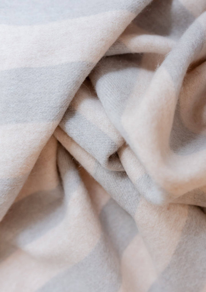 TBCo Lambswool Baby Blanket - Oatmeal & Grey Stripe
