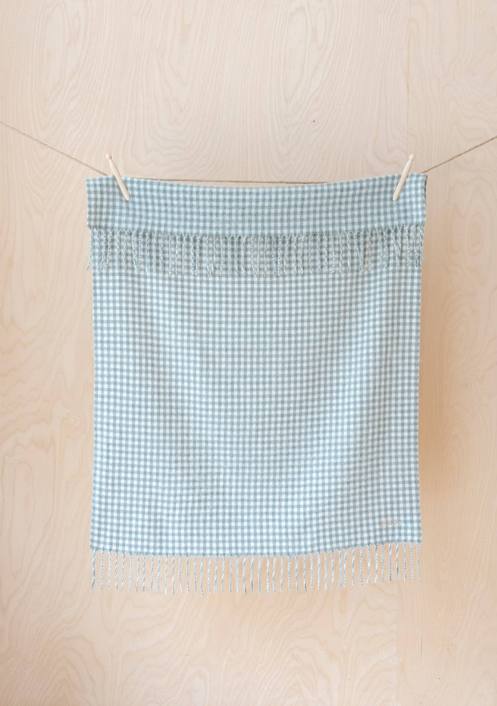 TBCo Lambswool Baby Blanket - Sage Nursery Gingham