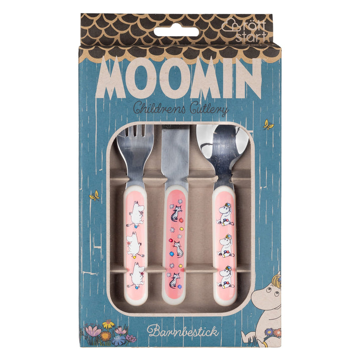 Rätt Start Children's Moomin Meadow Cutlery Set - Soft Pink
