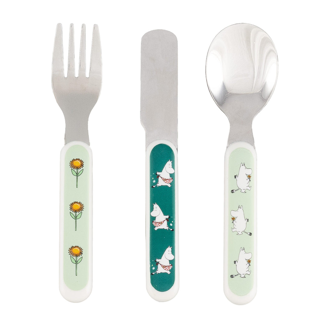 Rätt Start Children's Moomin Meadow Cutlery Set - Soft Green
