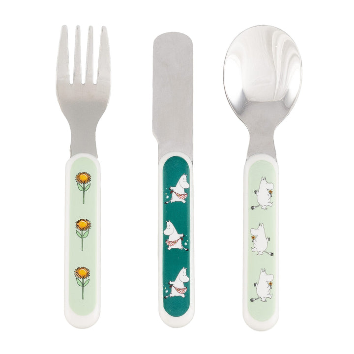 Rätt Start Children's Moomin Meadow Cutlery Set - Soft Green