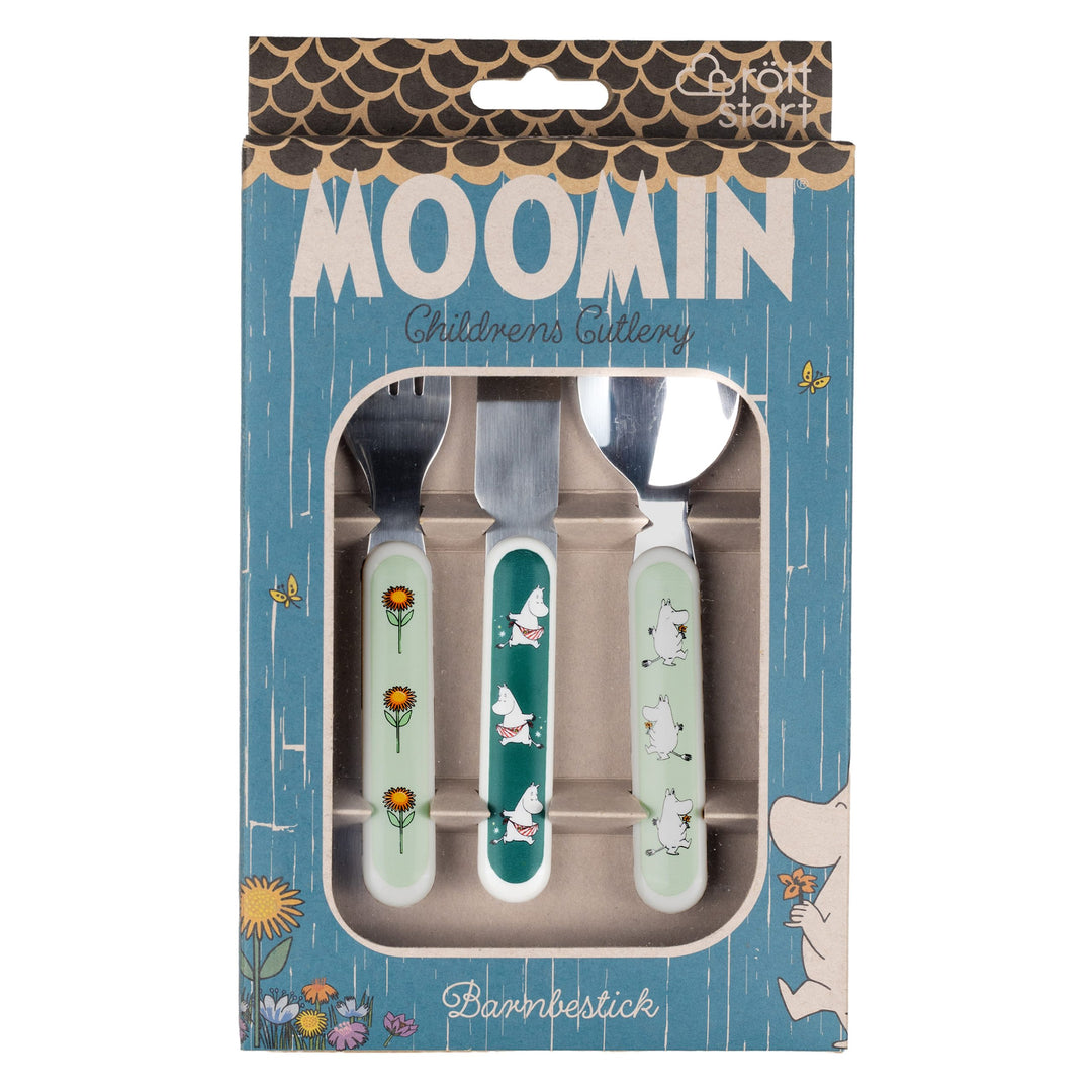 Rätt Start Children's Moomin Meadow Cutlery Set - Soft Green