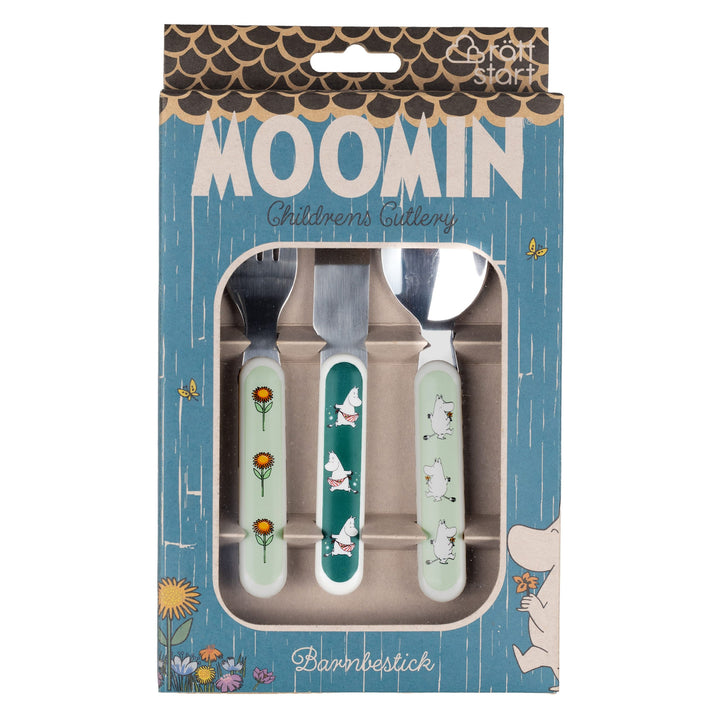 Rätt Start Children's Moomin Meadow Cutlery Set - Soft Green
