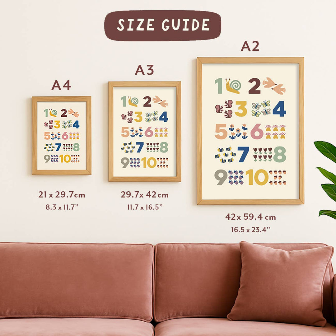 Fruit + Veg A-Z Alphabet Print - Modern Educational Kids Art: A3