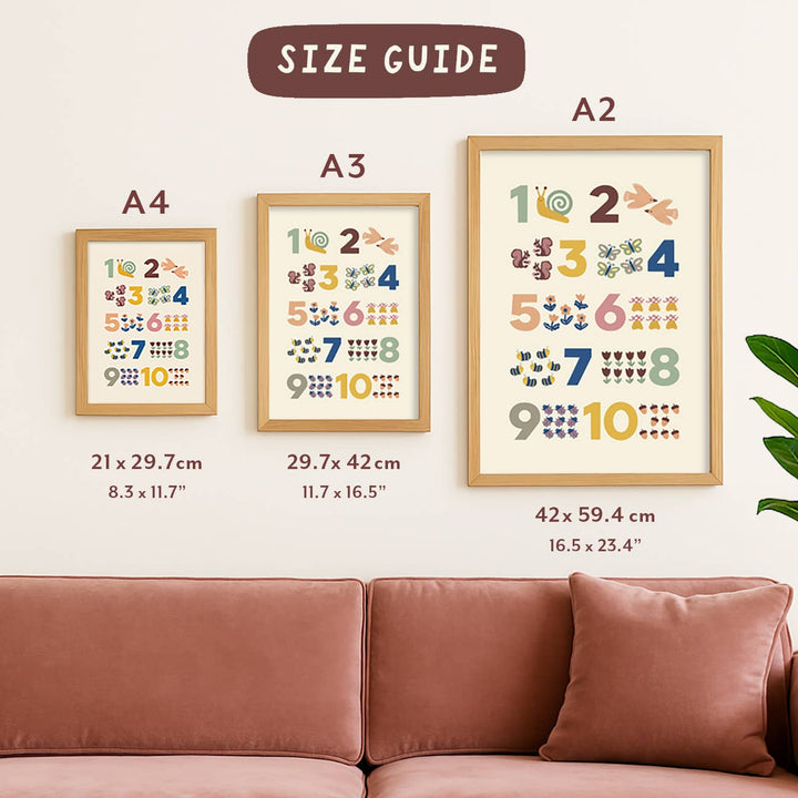 Fruit + Veg A-Z Alphabet Print - Modern Educational Kids Art: A3