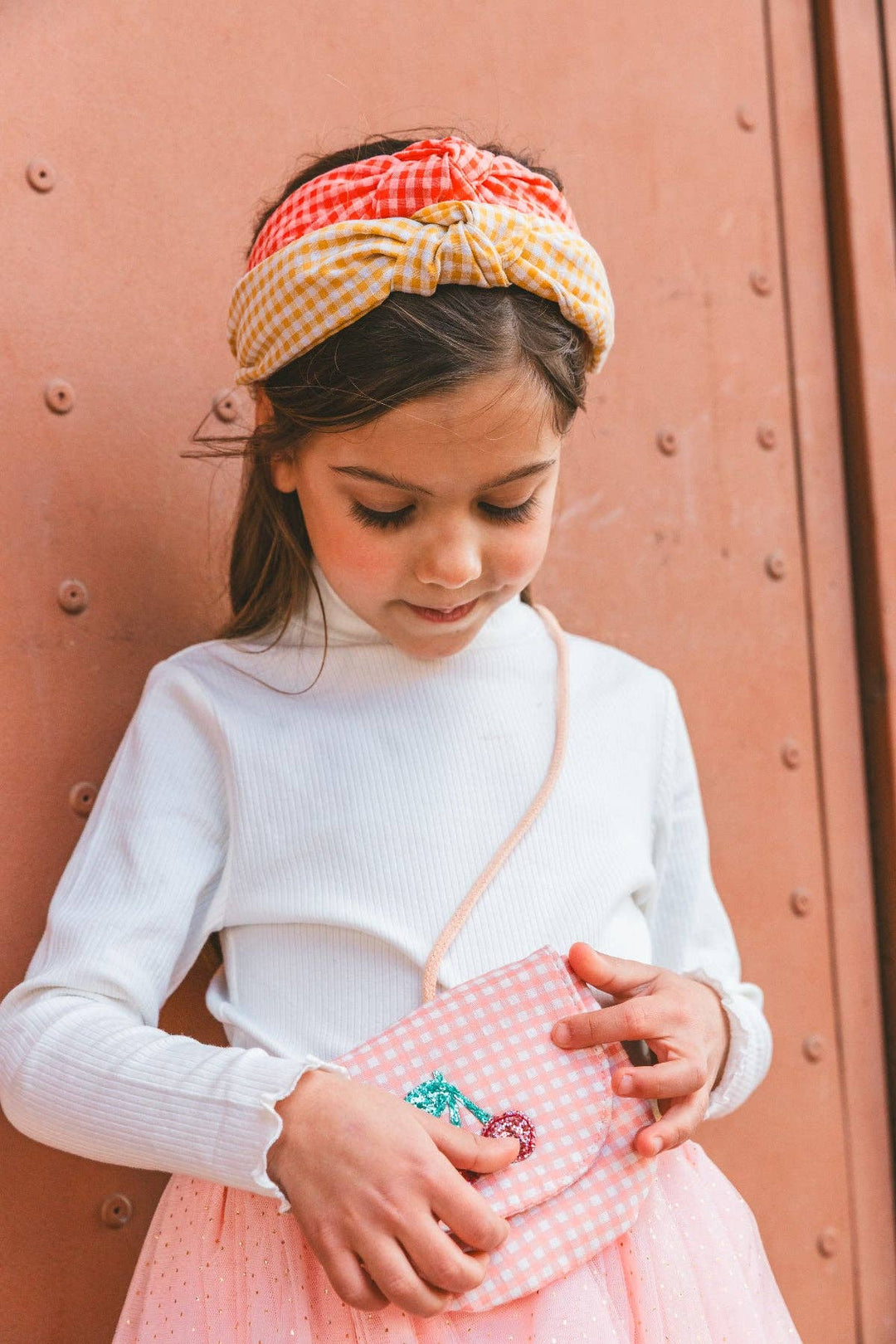 Luciole et Petit Pois Gingham Handbag - Cherry