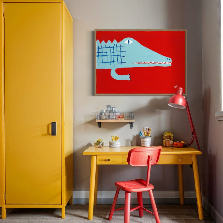 Nancy McKie Blue Crocodile Print - A3