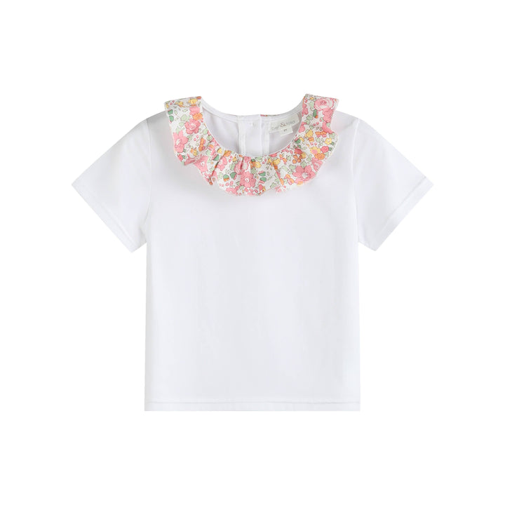 Ben & Lola Edith Floral Short Sleeve Collar Top - Pink