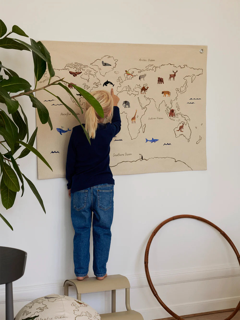 Ferm Living The World Textile Map - Off White