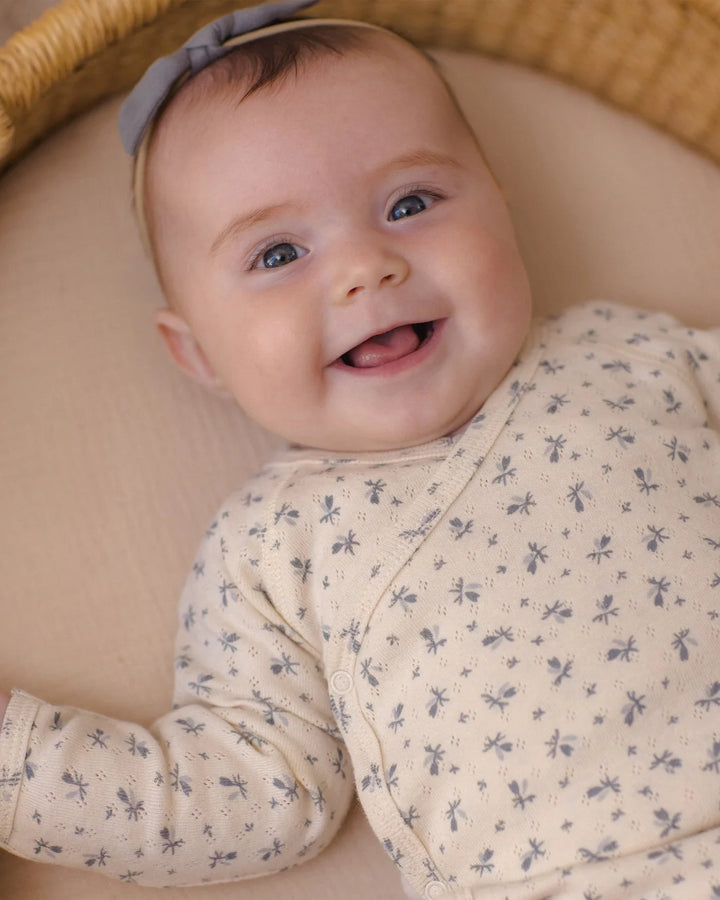 Quincy Mae Side Snap Bodysuit - Blue Ditsy