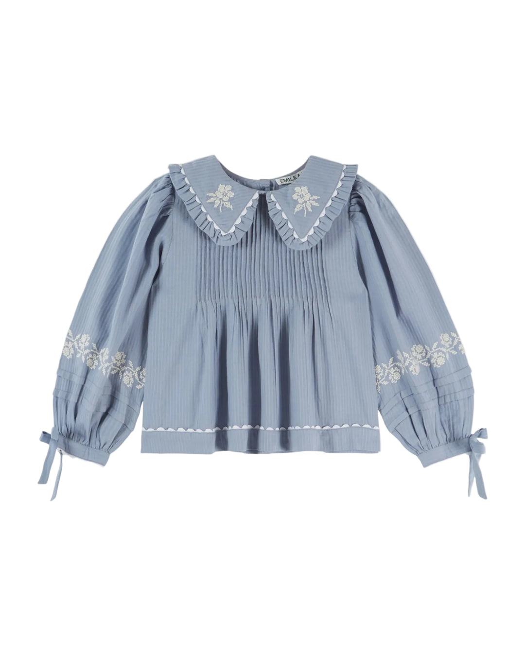 Émilie et Ida Embroidered Blouse - Lac Blue