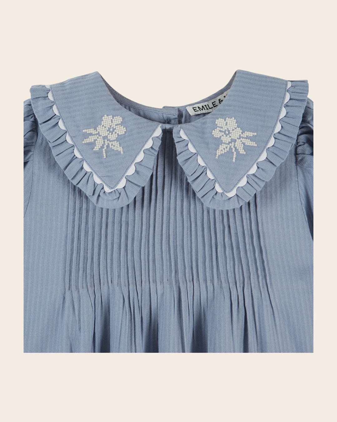 Émilie et Ida Embroidered Blouse - Lac Blue