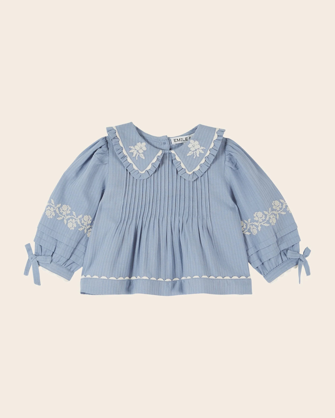 Émilie et Ida Embroidered Blouse - Lac Blue