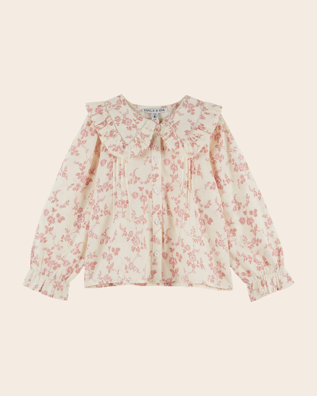 Émilie et Ida Large Flounce Collar Printed Blouse - Rosalie Pink