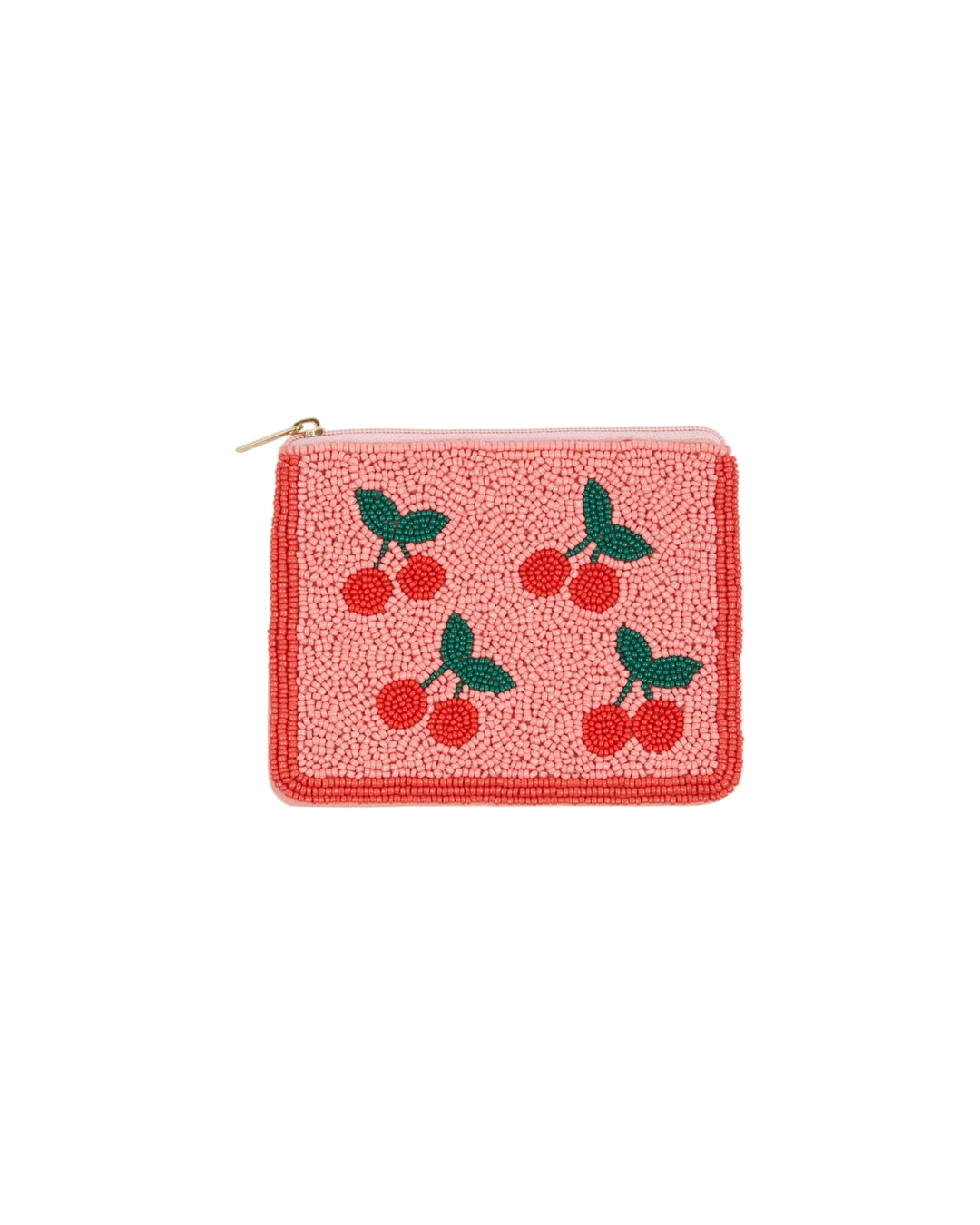 Émilie et Ida Beaded Mini Pouch - Pink and Red Cherry Beads