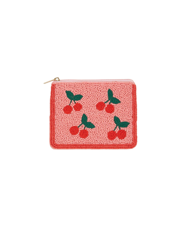 Émilie et Ida Beaded Mini Pouch - Pink and Red Cherry Beads