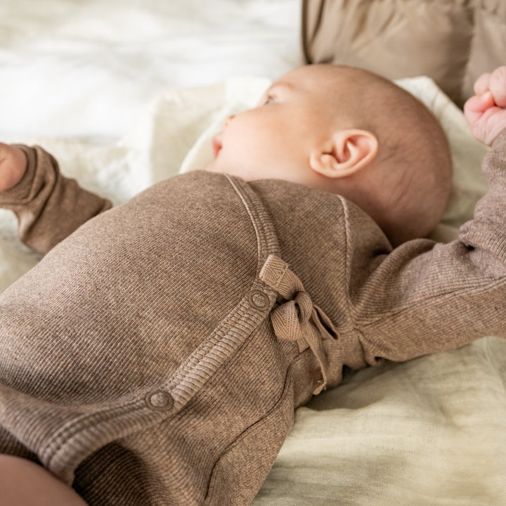 That's Mine Becca Wrap Bodysuit - Brown Melange