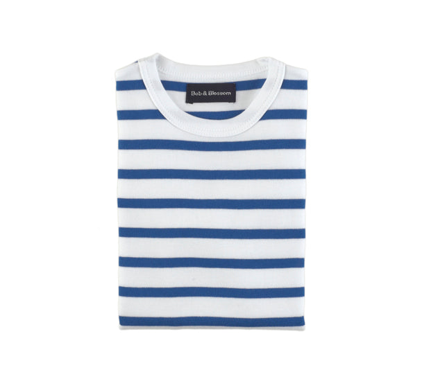 Bob & Blossom Breton Striped Tee - French Blue & White